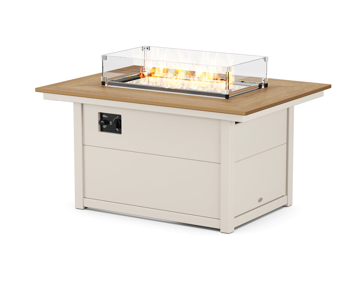 POLYWOOD Rectangle 34"x46" Fire Pit Table in Sand / Natural