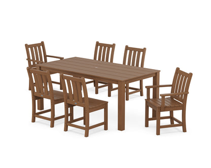 POLYWOOD Traditional Garden 7-Piece Parsons Dining Set in Teak