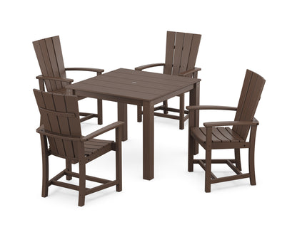 POLYWOOD Quattro 5-Piece Parsons Dining Set in Mahogany
