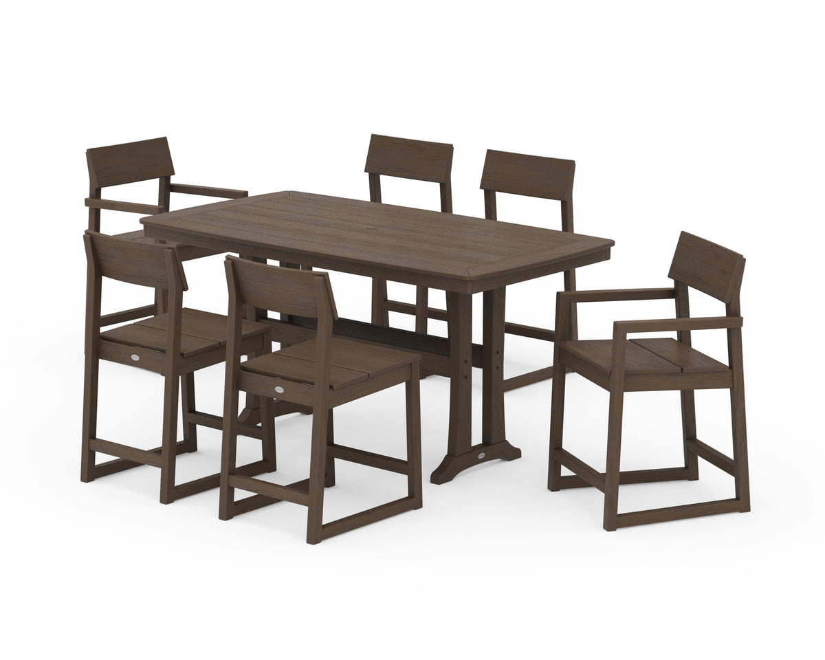 POLYWOOD EDGE 7-Piece Counter Set with Trestle Legs in Kona
