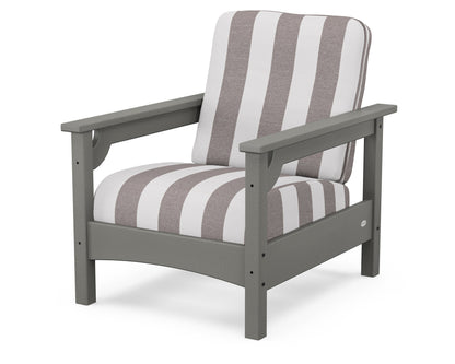 POLYWOOD Club Chair in Slate Grey / Cabana Stripe Grey Mist
