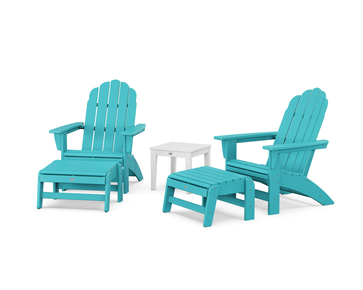 POLYWOOD 5-Piece Vineyard Grand Adirondack Set in Aruba / White