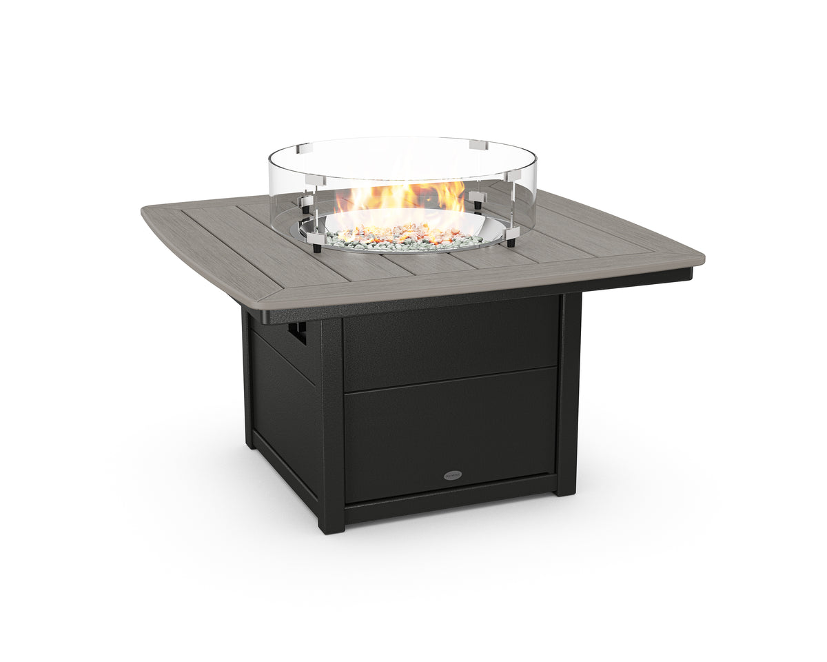 POLYWOOD Nautical 42" Fire Pit Table in Black / Driftwood