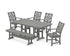 POLYWOOD Country Living Wovendale 6-Piece Farmhouse Dining Set with Bench with Farmhouse 37" x 72" Dining Table in Slate Grey