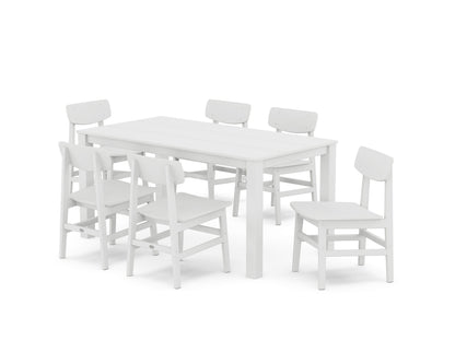POLYWOOD Modern Studio Urban Chair 7-Piece Parsons Table Dining Set in White