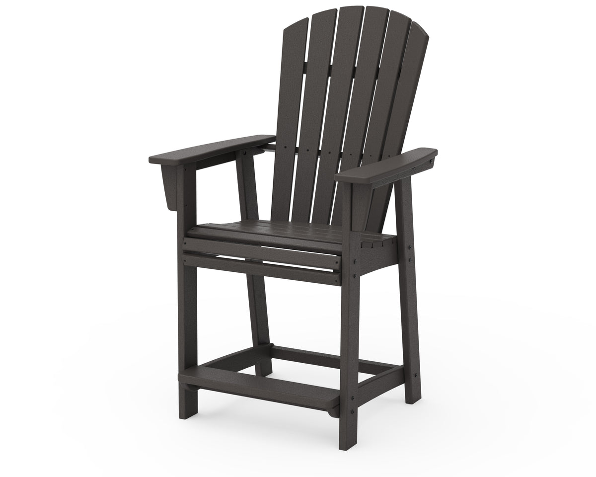 POLYWOOD Nautical Curveback Adirondack Counter Chair in Vintage Coffee