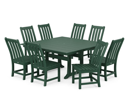 POLYWOOD Vineyard 9-Piece Farmhouse Trestle Dining Set in Green