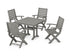 POLYWOOD Signature Folding Chair 5-Piece Farmhouse Dining Set with Trestle Legs in Slate Grey