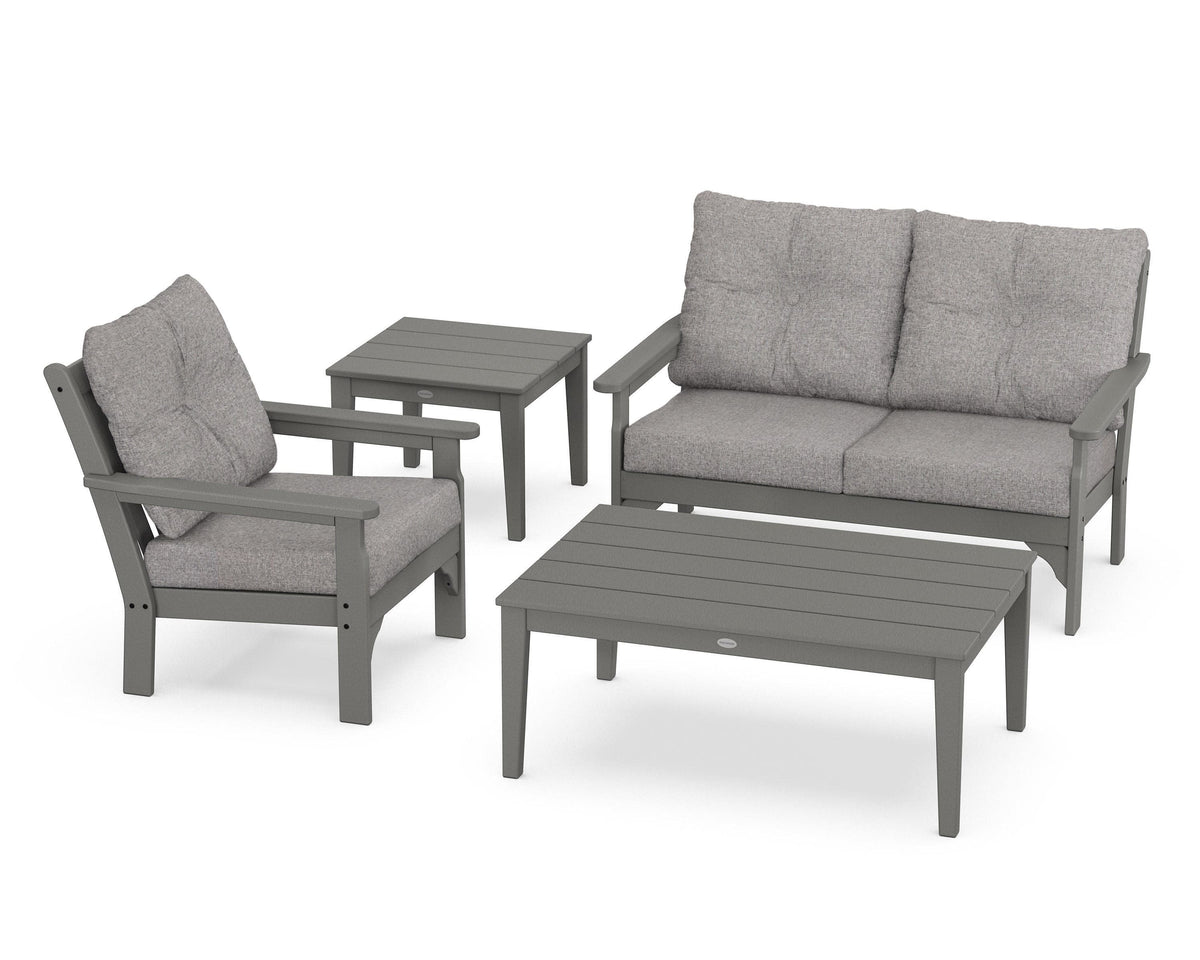 POLYWOOD Vineyard 4-Piece Deep Seating Set in Slate Grey / Grey Mist