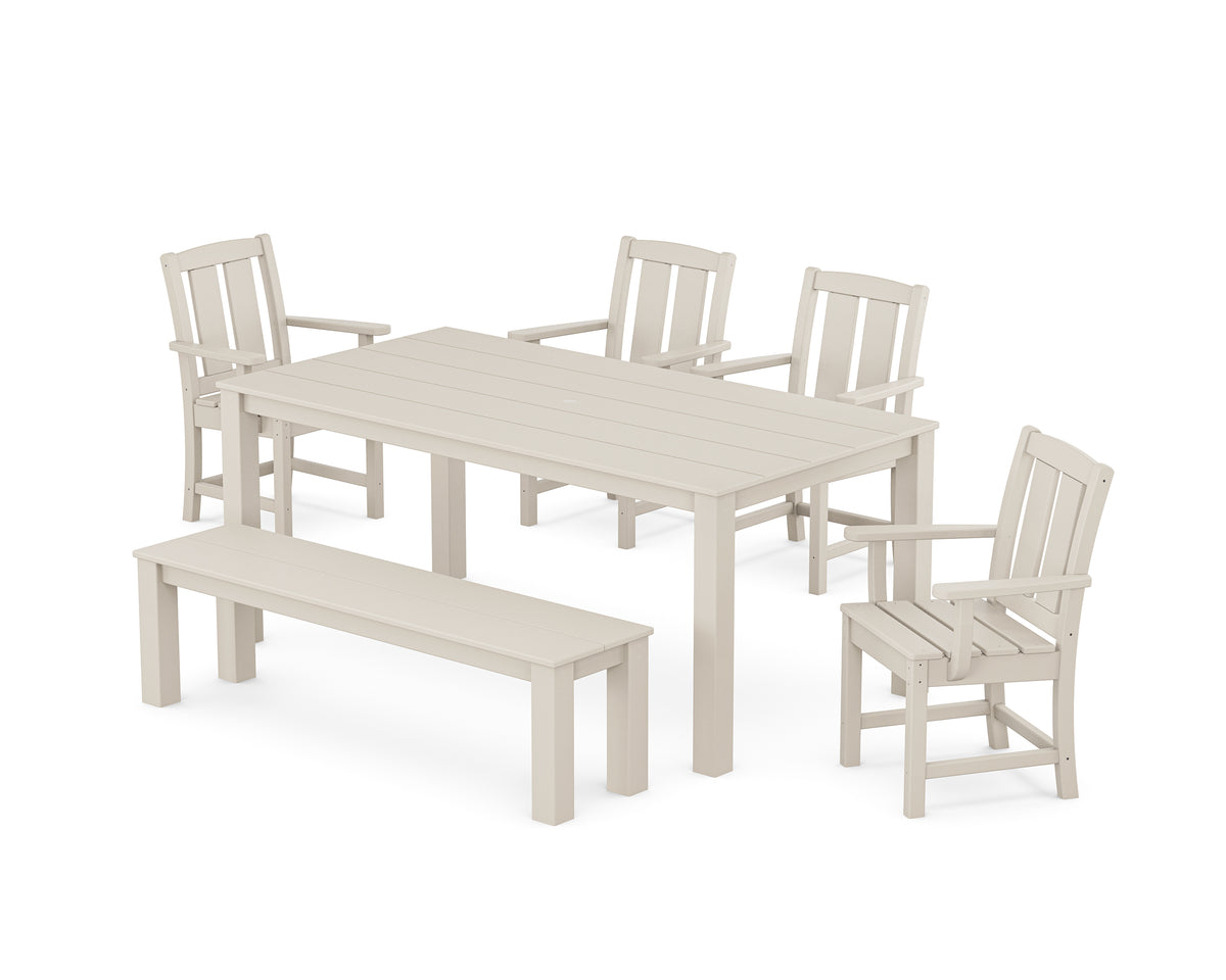 POLYWOOD Mission 6-Piece Parsons Dining Set with Bench in Sand
