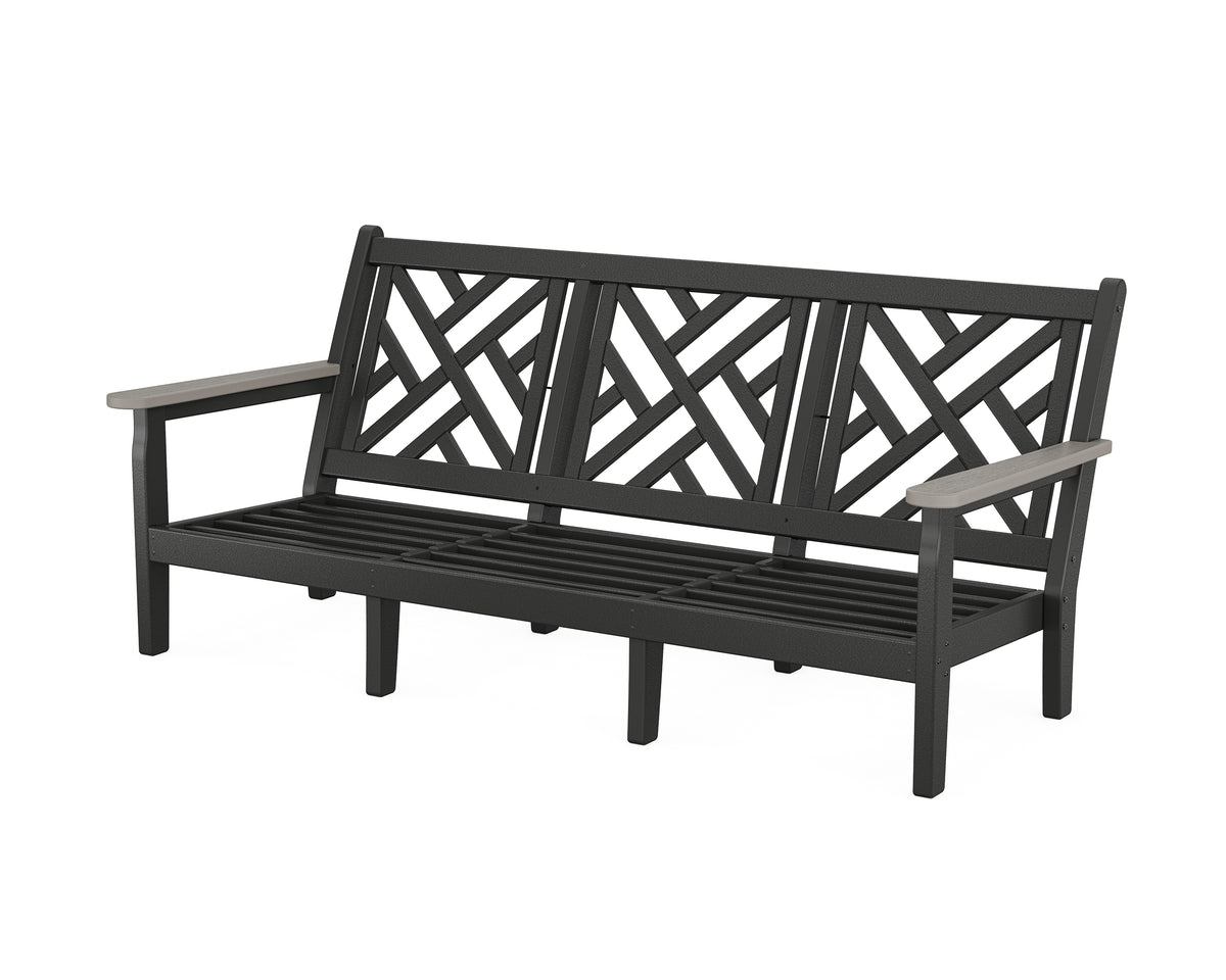 POLYWOOD Chippendale Deep Seating Sofa Frame in Black / Driftwood