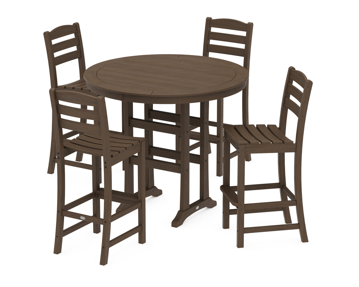 POLYWOOD La Casa Café 5-Piece Side Chair Bar Dining Set in Kona