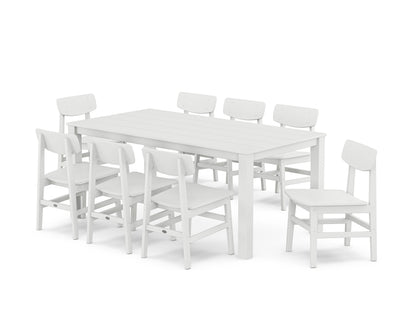 POLYWOOD Modern Studio Urban Chair 9-Piece Parsons Dining Set in White