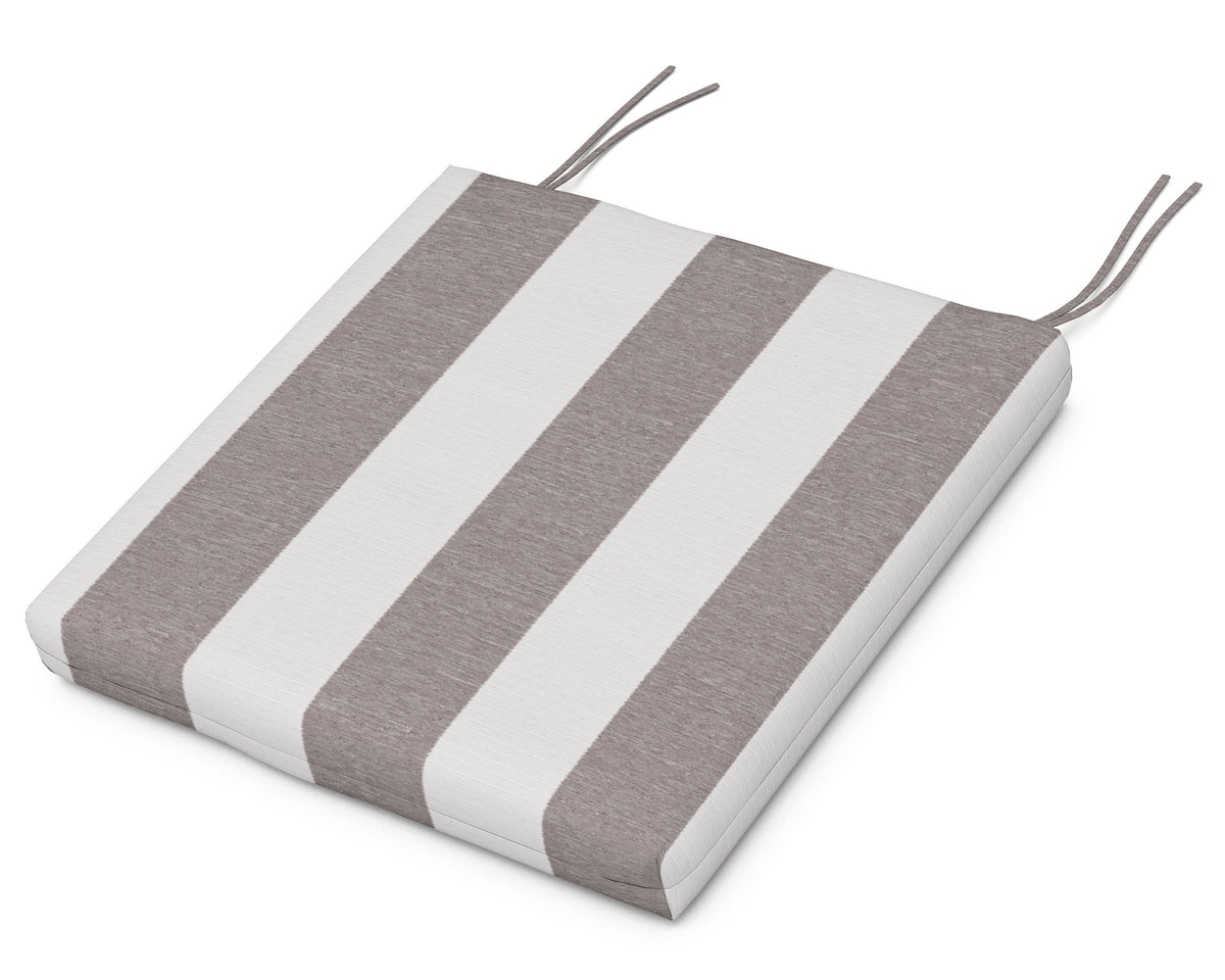 POLYWOOD Seat Cushion - 16.5"D x 17.5"W x 2.5"H in Cabana Stripe Grey Mist