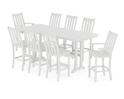POLYWOOD Vineyard 9-Piece Farmhouse Bar Set with Trestle Legs in White