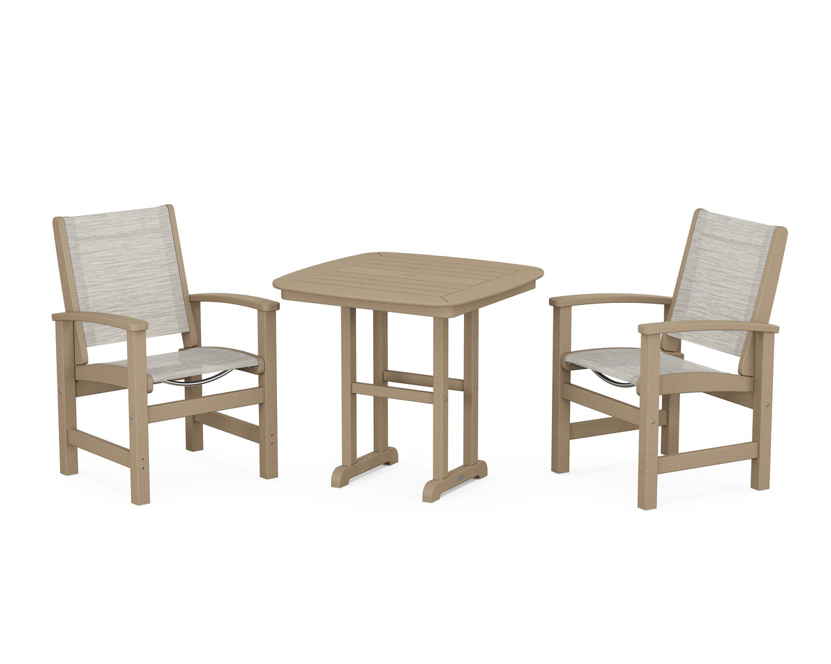 POLYWOOD Coastal 3-Piece Dining Set in Vintage Sahara / Birch