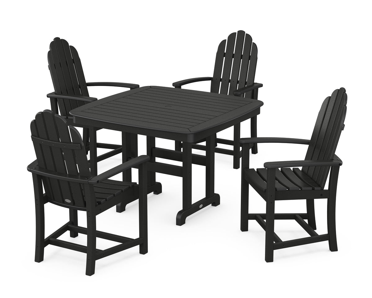 POLYWOOD Classic Adirondack 5-Piece Dining Set with Trestle Legs - 44" Table in Black
