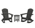 POLYWOOD Nautical 3-Piece Adirondack Rocking Chair Set in Black