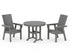 POLYWOOD Modern Adirondack 3-Piece Round Dining Set in Slate Grey