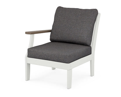 POLYWOOD Braxton Modular Left Arm Chair in White / Kona / Ash Charcoal