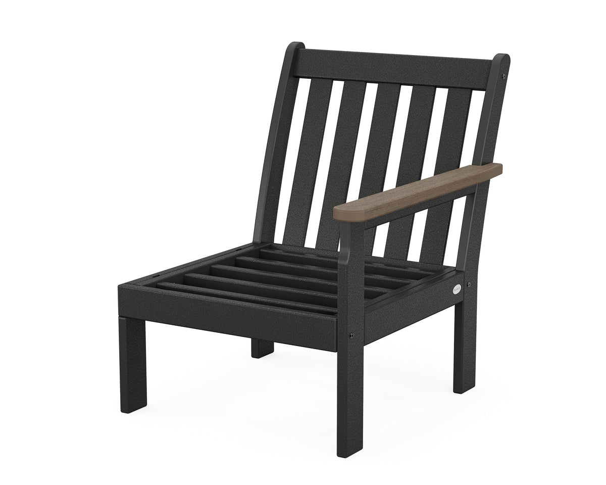POLYWOOD Vineyard Modular Right Arm Chair Frame in Black / Kona