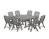 POLYWOOD Nautical Highback 9-Piece Square Farmhouse Dining Set with Trestle Legs in Slate Grey