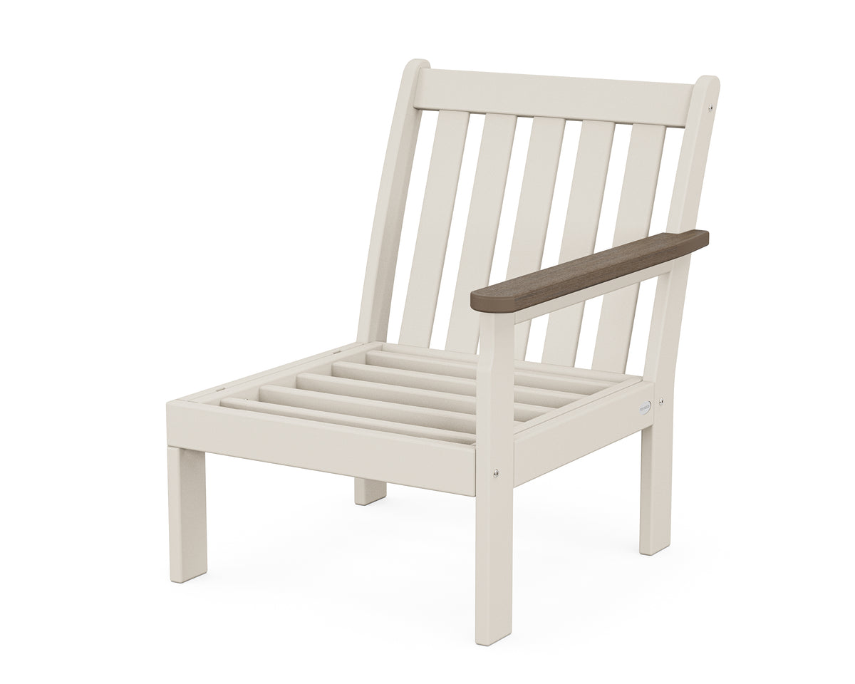 POLYWOOD Vineyard Modular Right Arm Chair Frame in Sand / Kona