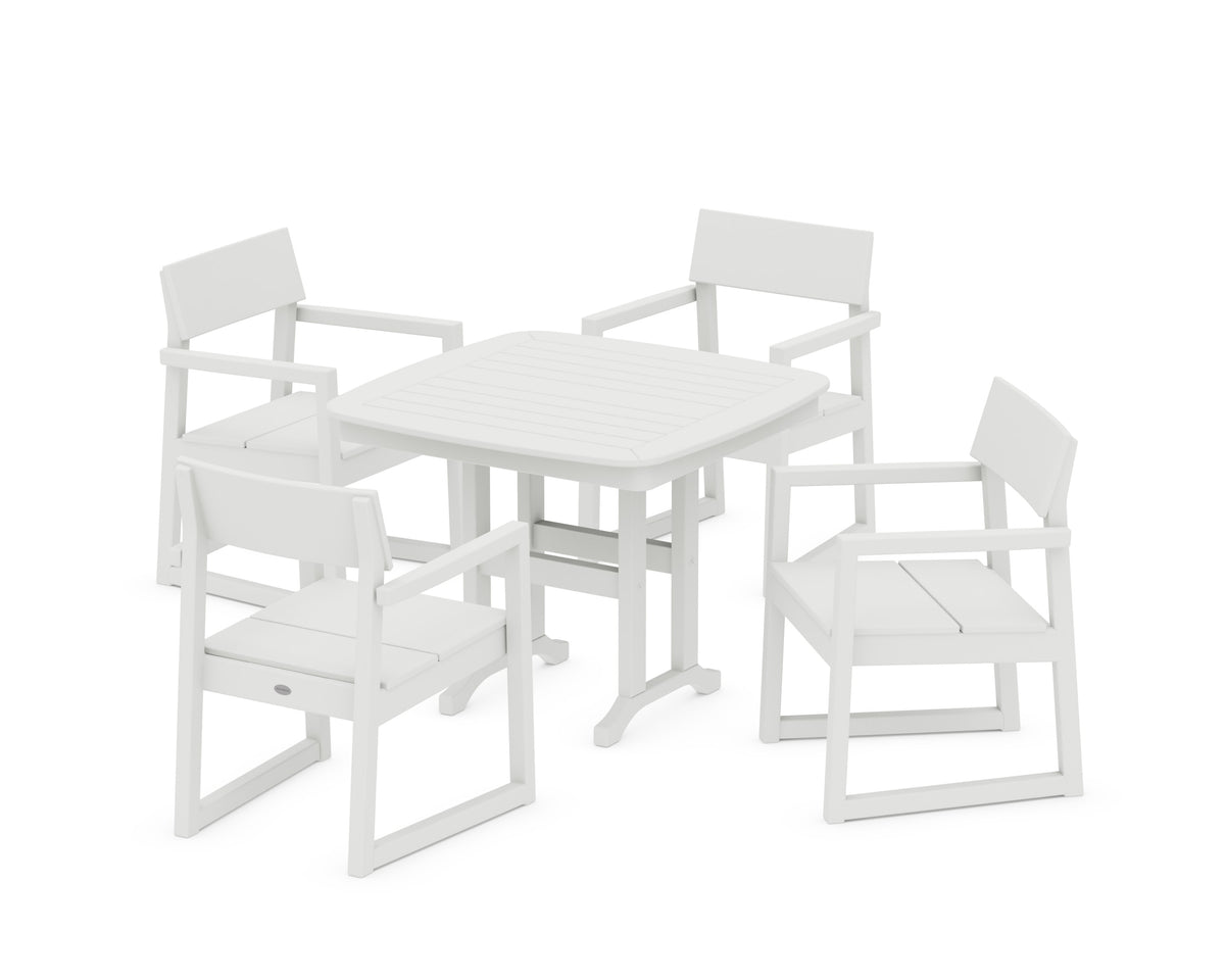 POLYWOOD EDGE 5-Piece Dining Set in Vintage White