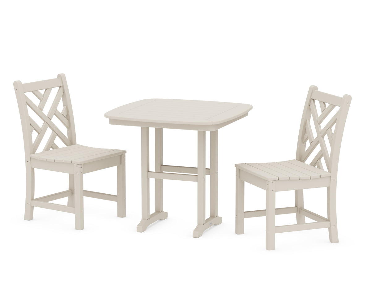 POLYWOOD Chippendale Side Chair 3-Piece Dining Set in Sand