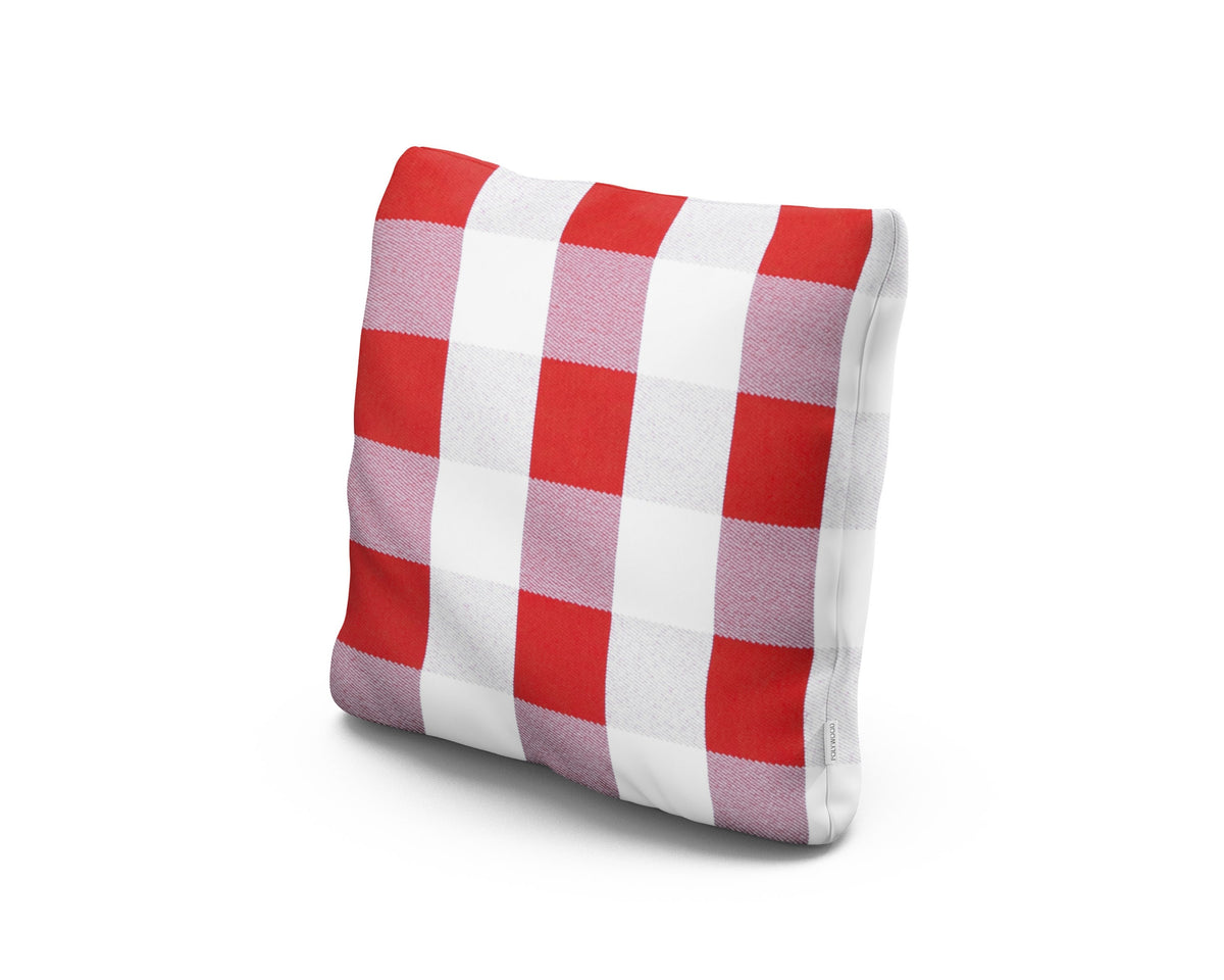 POLYWOOD 18" Outdoor Throw Pillow in Buffalo Plaid Crimson