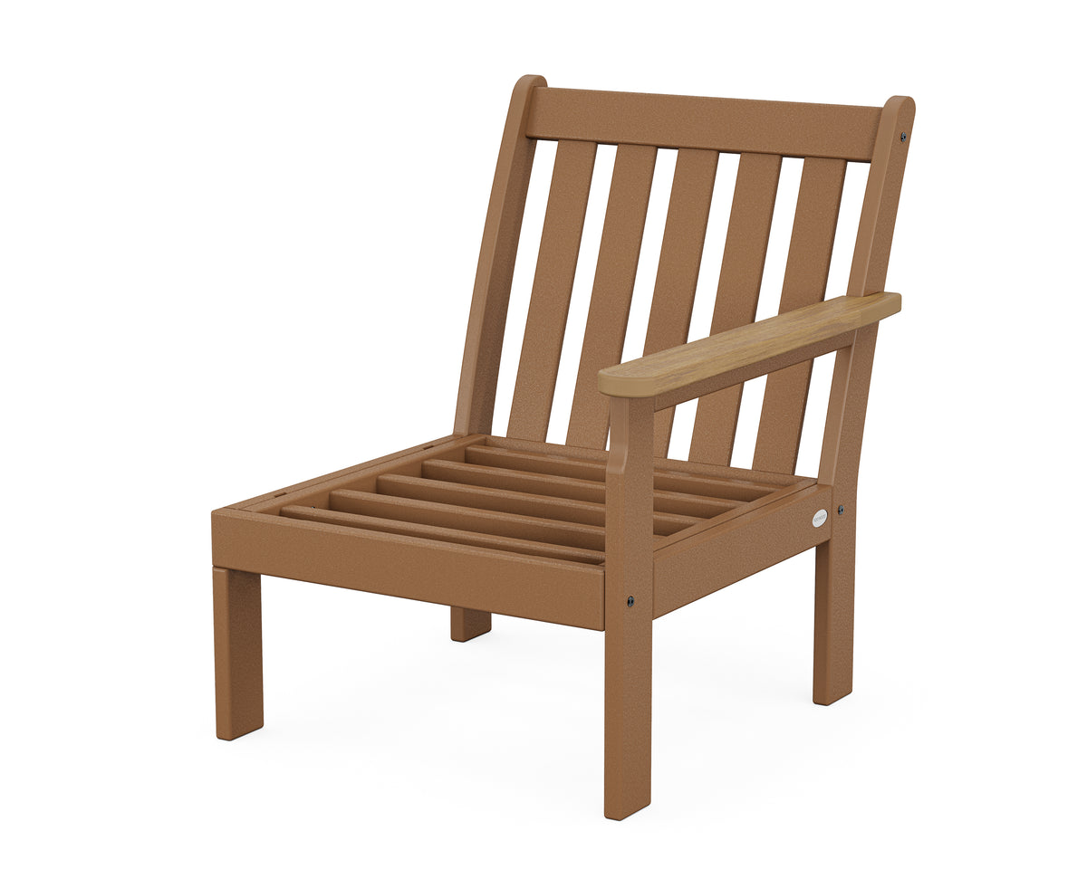 POLYWOOD Vineyard Modular Right Arm Chair Frame in Teak / Natural