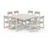 POLYWOOD EDGE Sling Side Chair 9-Piece Farmhouse Trestle Dining Set in Sand / Birch