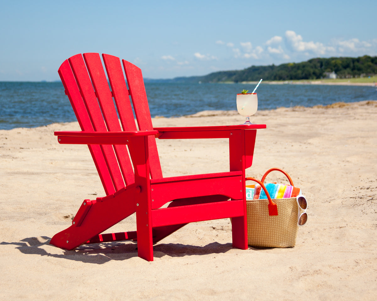 POLYWOOD Palm Coast Folding Adirondack in Sunset Red styled outdoors