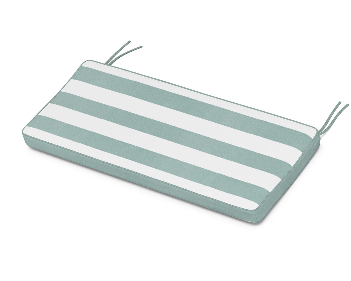 POLYWOOD Chinoiserie 48" Bench Seat Cushion in Cabana Stripe Glacier Spa