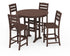 POLYWOOD Lakeside 5-Piece Round Farmhouse Side Chair Bar Set in Mahogany