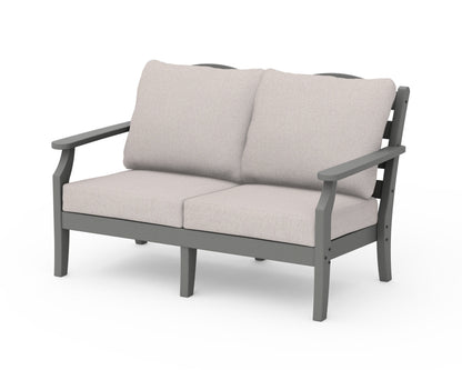 POLYWOOD Savannah Deep Seating Loveseat in Slate Grey / Dune Burlap