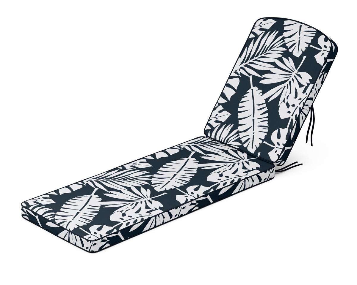 POLYWOOD Chinoiserie Chaise Cushion in Leaf Marine Indigo