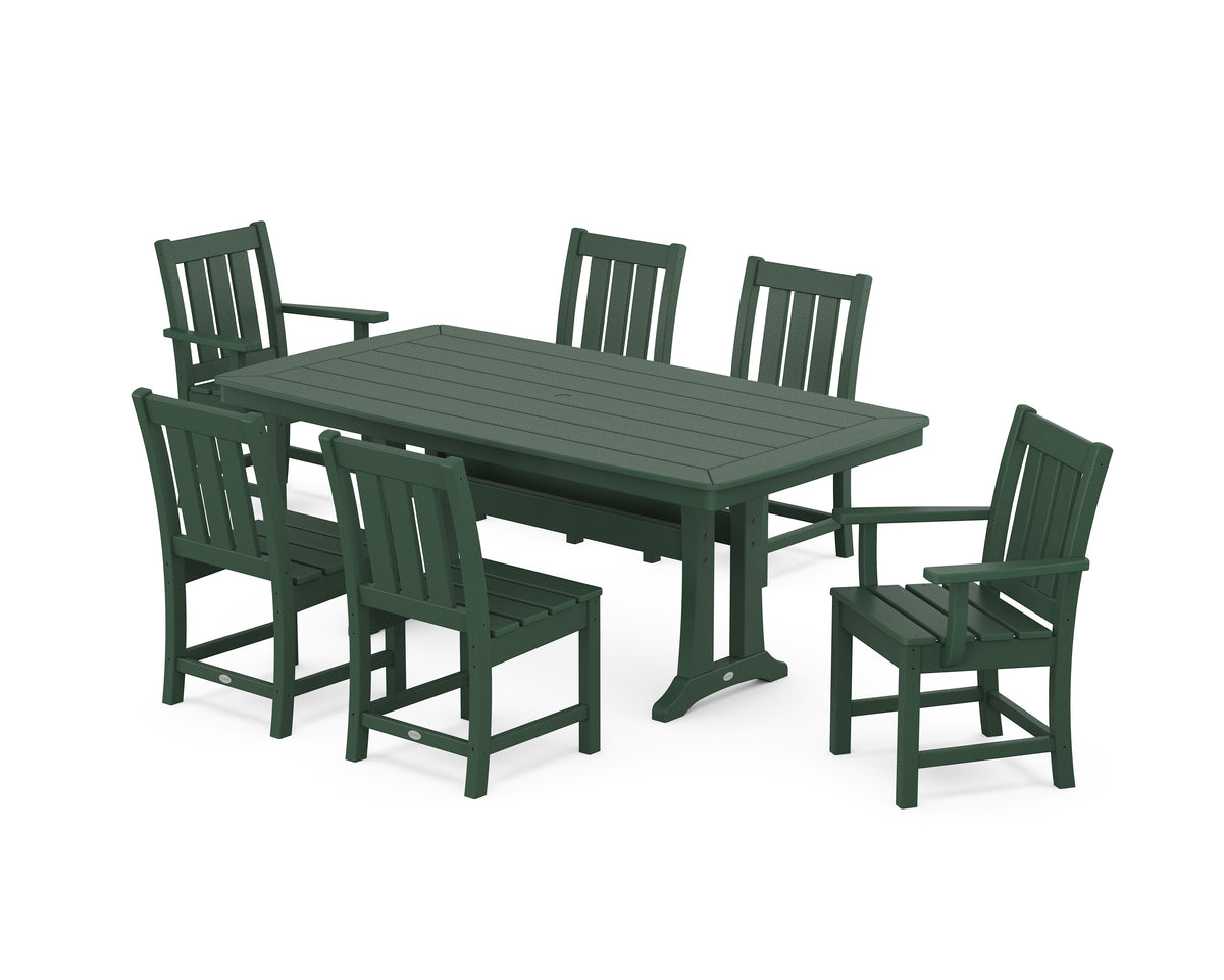 POLYWOOD Oxford 7-Piece Dining Set with Trestle Legs in Green