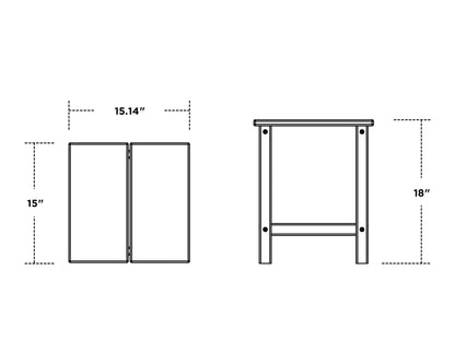 POLYWOOD Studio Square Side Table dimensions