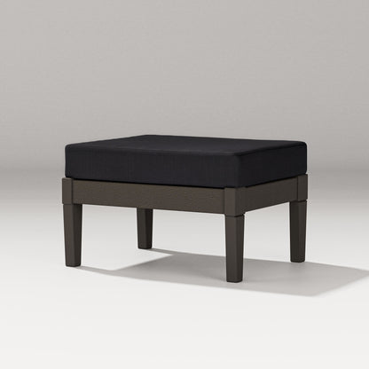 POLYWOOD Estate Lounge Ottoman in Vintage Coffee / Midnight Linen