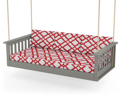 POLYWOOD Vineyard Daybed Swing in Slate Grey / Trellis Crimson