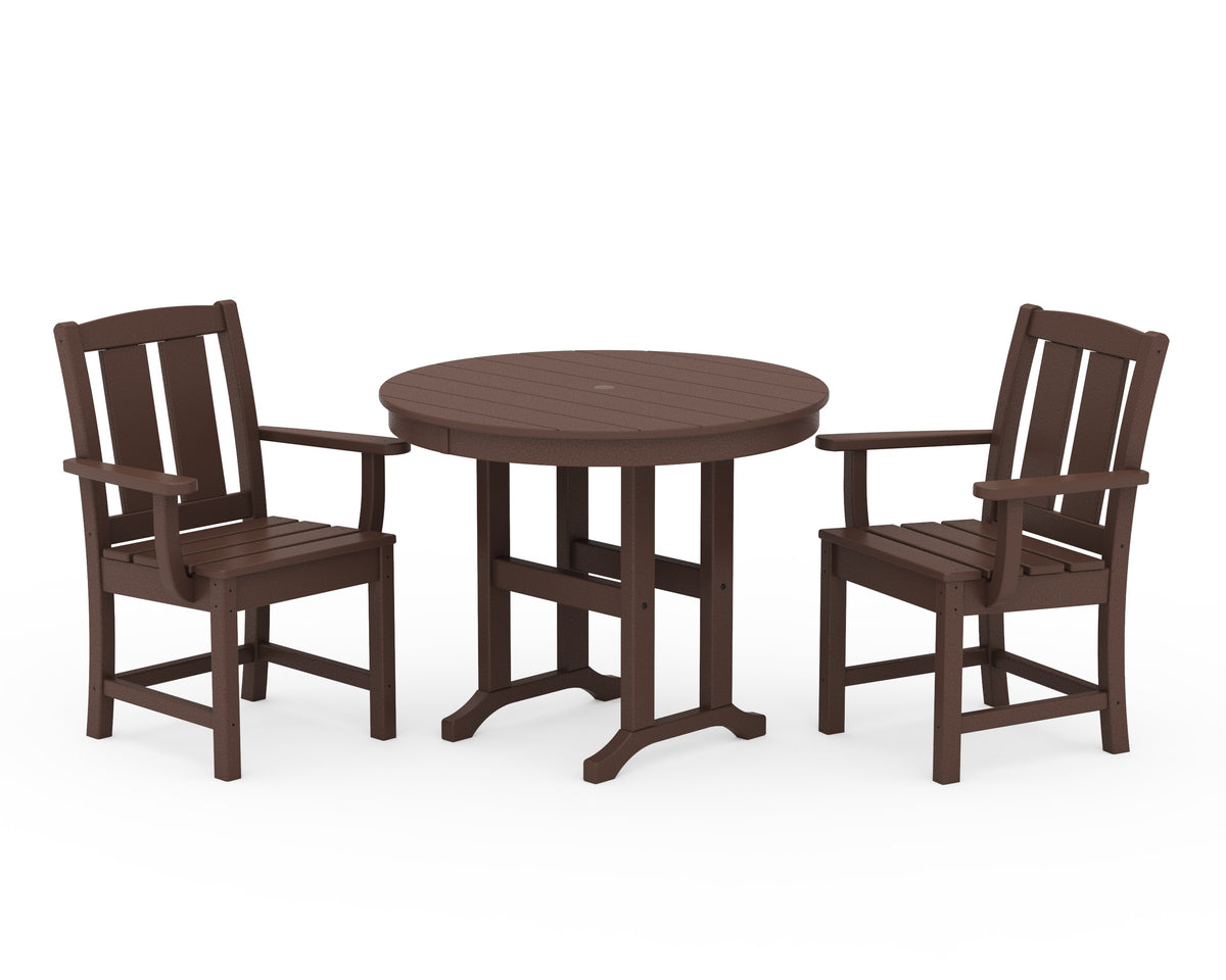 POLYWOOD Mission 3-Piece Farmhouse Dining Set in Mahogany