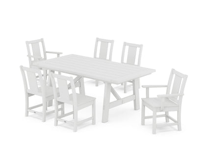 POLYWOOD Prairie 7-Piece Rustic Farmhouse Dining Set in White