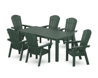 POLYWOOD Nautical Curveback Adirondack 7-Piece Parsons Dining Set in Green