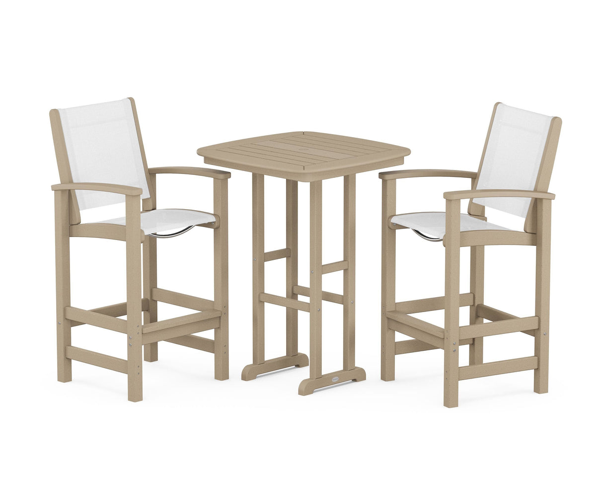 POLYWOOD Coastal 3-Piece Bar Set in Vintage Sahara / White