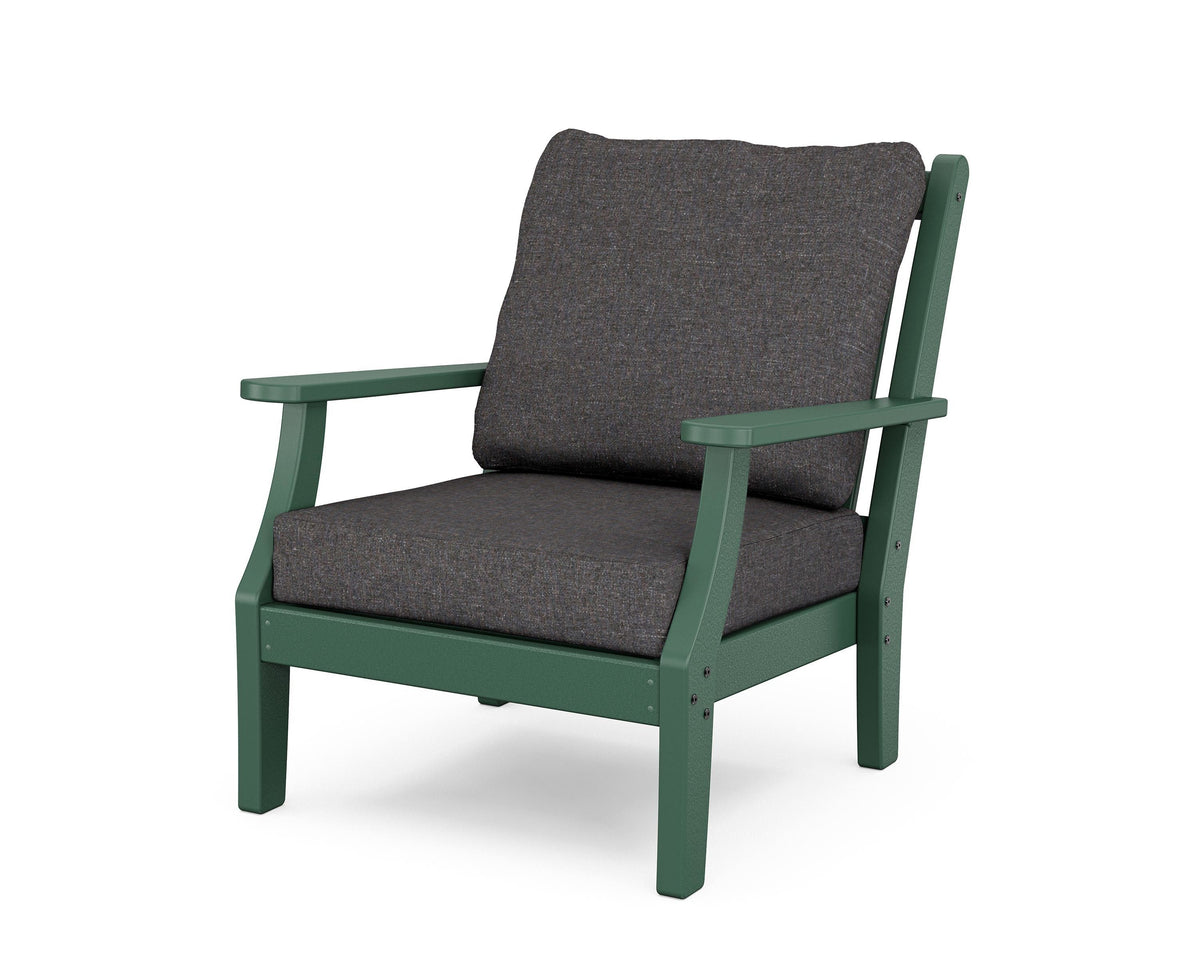POLYWOOD Wovendale Deep Seating Chair in Green / Ash Charcoal