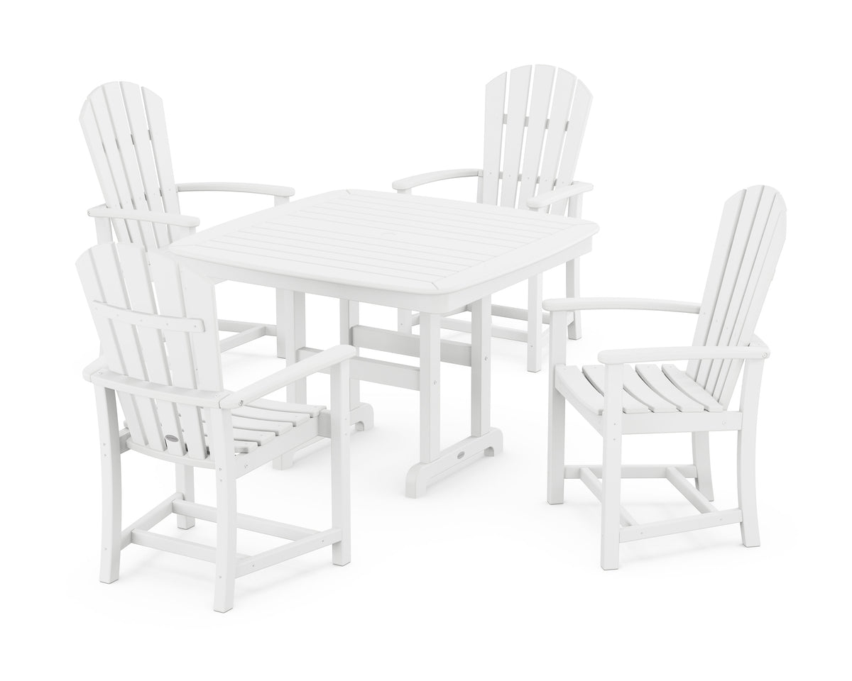 POLYWOOD Palm Coast 5-Piece Dining Set with Trestle Legs - 44" Table in White