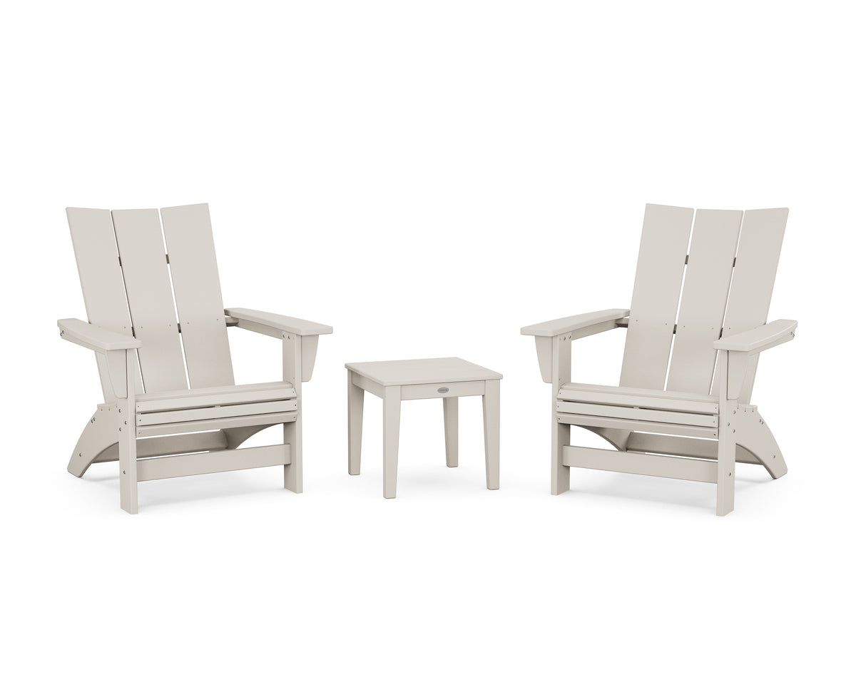 POLYWOOD 3-Piece Modern Grand Adirondack Set in Sand