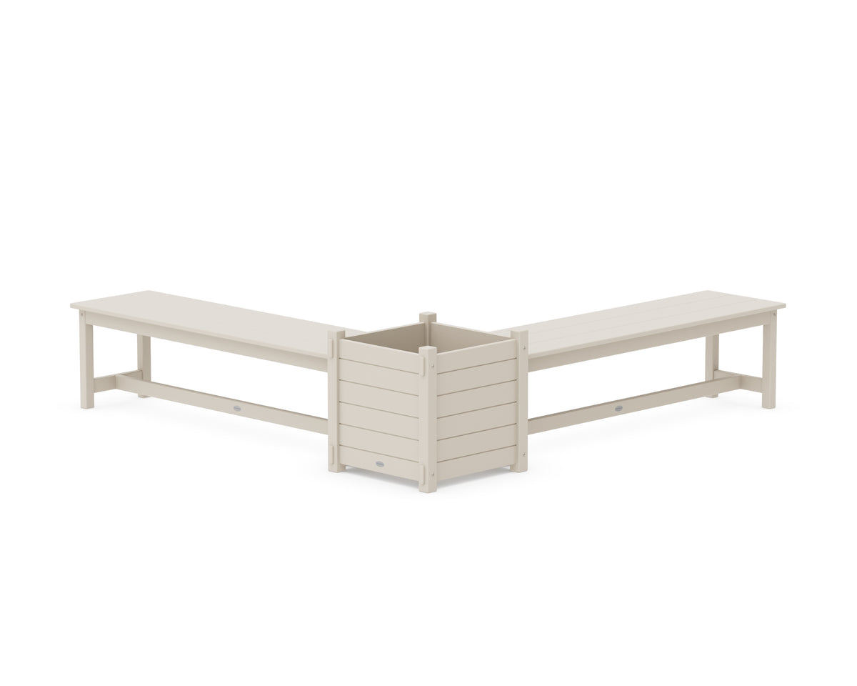 POLYWOOD 60" Nautical L-Shaped Planter Bench Set - Large in Sand