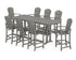 POLYWOOD Palm Coast 9-Piece Farmhouse Bar Set with Trestle Legs in Slate Grey